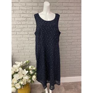 R&M Richards Navy Blue Sleeveless Sequin Shift Dress Size 20